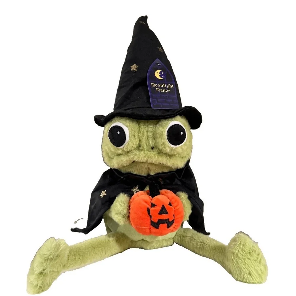 NEW 2026 Moonlight Manor Halloween Weighted Plush Frog Wizard with Pumpkin Viral